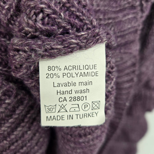 Oreya Purple Marled Knit Ruffle Sleeve Sweater - Size XL