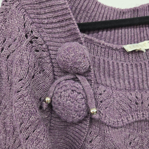 Oreya Purple Marled Knit Ruffle Sleeve Sweater - Size XL