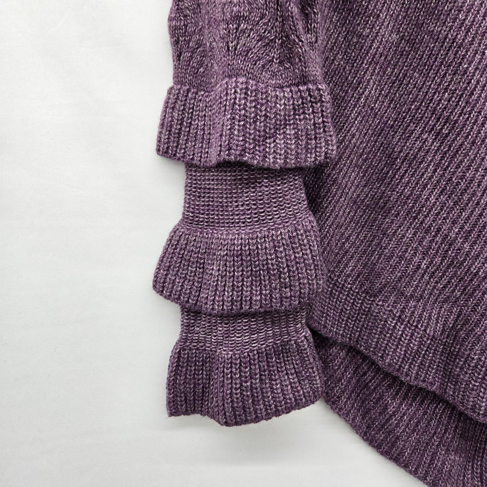 Oreya Purple Marled Knit Ruffle Sleeve Sweater - Size XL