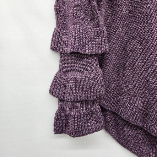 Oreya Purple Marled Knit Ruffle Sleeve Sweater - Size XL
