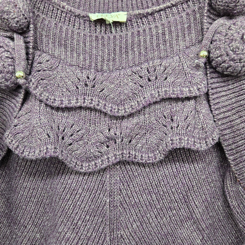 Oreya Purple Marled Knit Ruffle Sleeve Sweater - Size XL