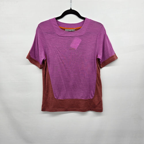 Icebreaker Cool-Lite Women’s Wool Blend Colorblock Short Sleeve Top -Size XS