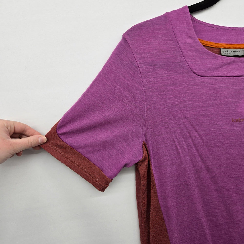 Icebreaker Cool-Lite Women’s Wool Blend Colorblock Short Sleeve Top -Size XS