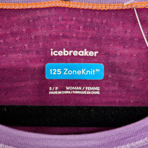 Icebreaker 125 ZoneKnit Women’s Merino Wool Blend Colorblock T-Shirt Purple -Size  S