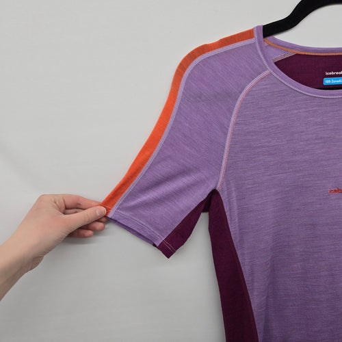 Icebreaker 125 ZoneKnit Women’s Merino Wool Blend Colorblock T-Shirt Purple -Size  S