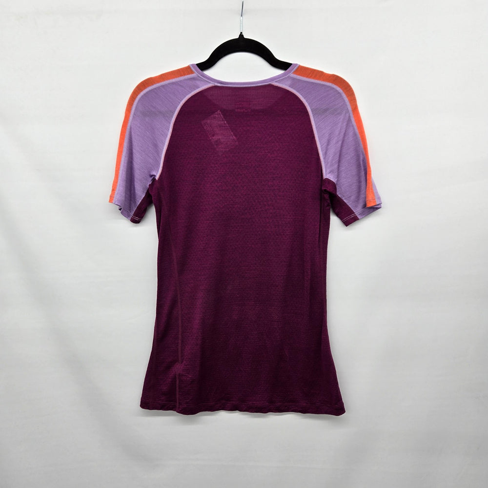 Icebreaker 125 ZoneKnit Women’s Merino Wool Blend Colorblock T-Shirt Purple -Size  S
