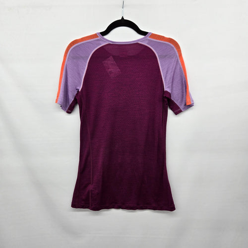 Icebreaker 125 ZoneKnit Women’s Merino Wool Blend Colorblock T-Shirt Purple -Size  S