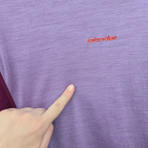 Icebreaker 125 ZoneKnit Women’s Merino Wool Blend Colorblock T-Shirt Purple -Size  S