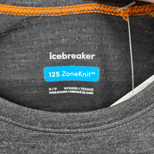 Icebreaker 125 ZoneKnit Women’s Merino Wool Blend T-Shirt Gray Black - Size S