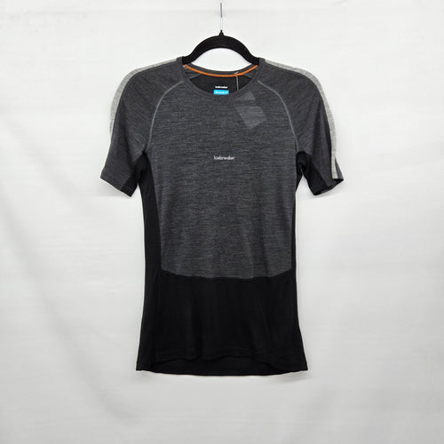 Icebreaker 125 ZoneKnit Women’s Merino Wool Blend T-Shirt Gray Black - Size S