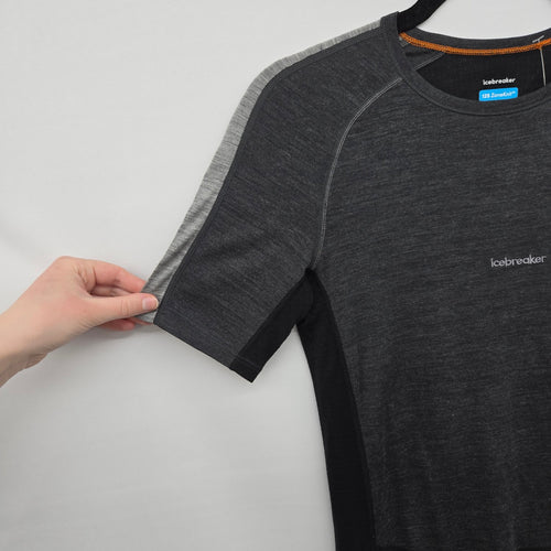 Icebreaker 125 ZoneKnit Women’s Merino Wool Blend T-Shirt Gray Black - Size S