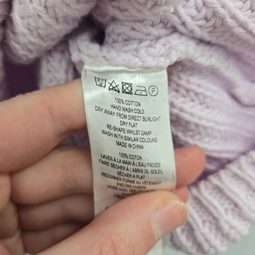French Connection Lavender 100% Cotton Chunky Knit Sweater - Size S