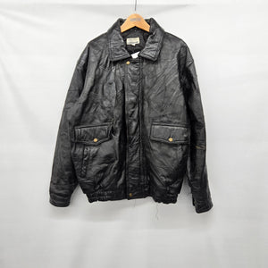 Vintage Bomber RoadPro Men’s Black Pigskin Leather Patchwork Jacket  - Size L