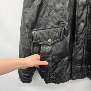 Vintage Bomber RoadPro Men’s Black Pigskin Leather Patchwork Jacket  - Size L