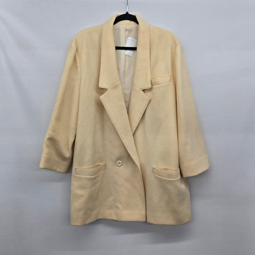 Vintage Cream Ivory Oversized Textured Jacket Car Coat - Size L/XL