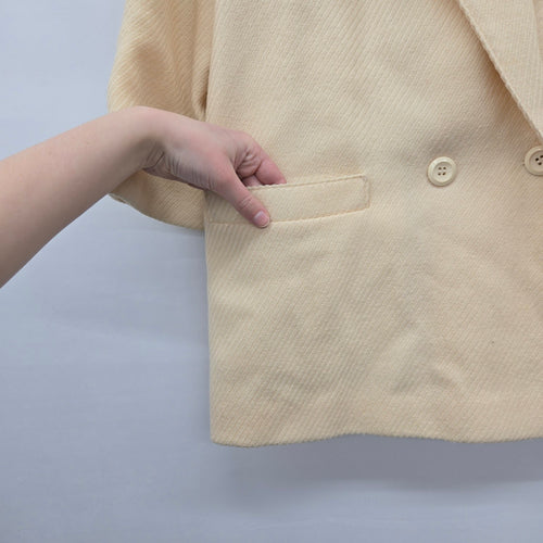Vintage Cream Ivory Oversized Textured Jacket Car Coat - Size L/XL