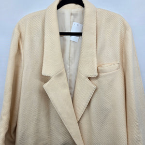 Vintage Cream Ivory Oversized Textured Jacket Car Coat - Size L/XL