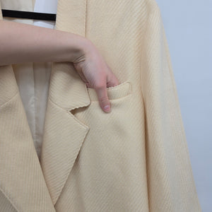 Vintage Cream Ivory Oversized Textured Jacket Car Coat - Size L/XL