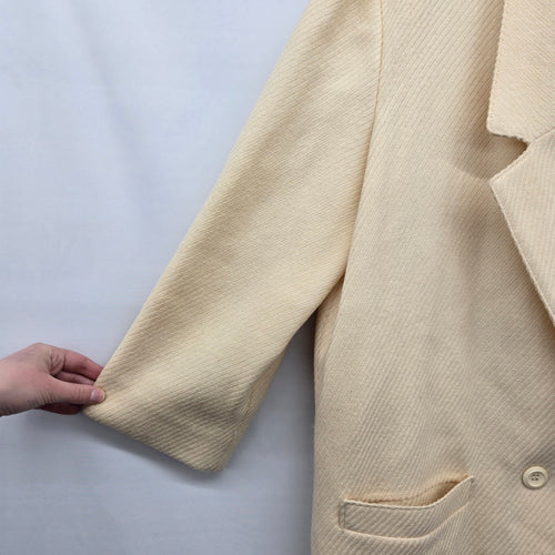 Vintage Cream Ivory Oversized Textured Jacket Car Coat - Size L/XL