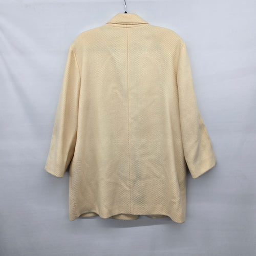 Vintage Cream Ivory Oversized Textured Jacket Car Coat - Size L/XL