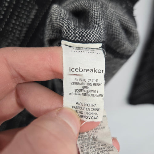 Icebreaker Merino 260 Women’s Black Gray Long Sleeve 1/4 Zip Base Layer - Size S
