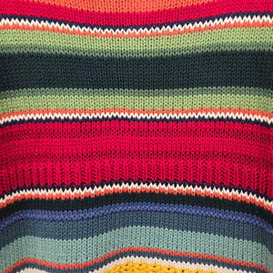 Chaps Sport Multicolor Striped Open Knit Cotton Sweater - Size L