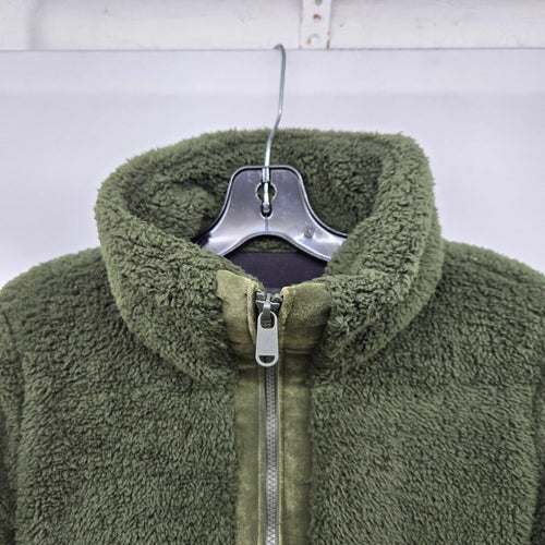 Athleta Tugga Coat Women’s Olive Green Sherpa Fleece Full Zip Jacket - Size M