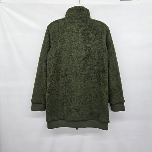 Athleta Tugga Coat Women’s Olive Green Sherpa Fleece Full Zip Jacket - Size M