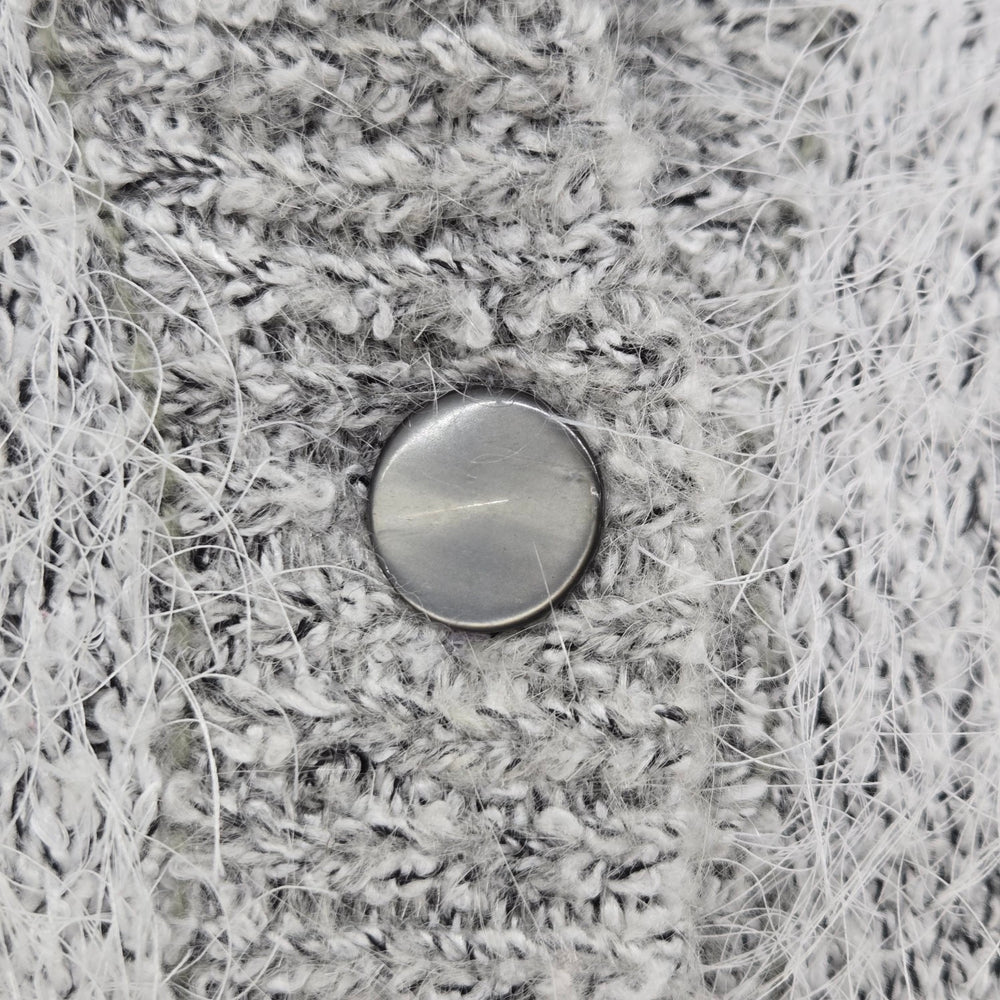 Vintage Paris Gray Mohair Blend Embroidered Fuzzy Knit Cardigan Jacket - Size L