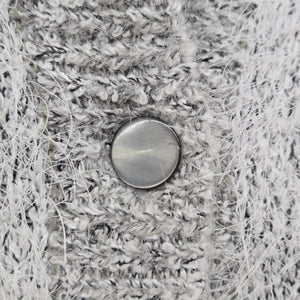 Vintage Paris Gray Mohair Blend Embroidered Fuzzy Knit Cardigan Jacket - Size L