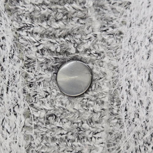 Vintage Paris Gray Mohair Blend Embroidered Fuzzy Knit Cardigan Jacket - Size L