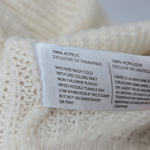 U.S. Polo Assn. Cream Cable Knit Cardigan Sweater Red Navy Trim - Size M