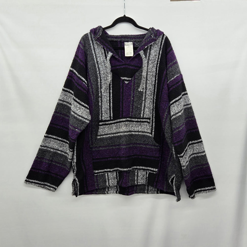 Old Glory Baja Hoodie Purple Black Grey Woven Pullover – 3XL