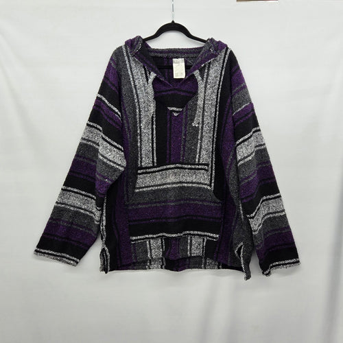 Old Glory Baja Hoodie Purple Black Grey Woven Pullover – 3XL