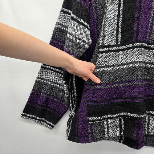 Old Glory Baja Hoodie Purple Black Grey Woven Pullover – 3XL