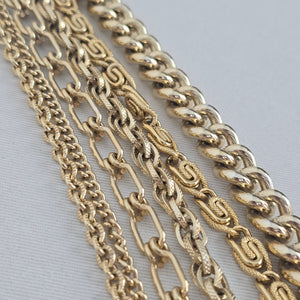 Vintage Gold Tone Multi Strand Layered Chain Statement Necklace