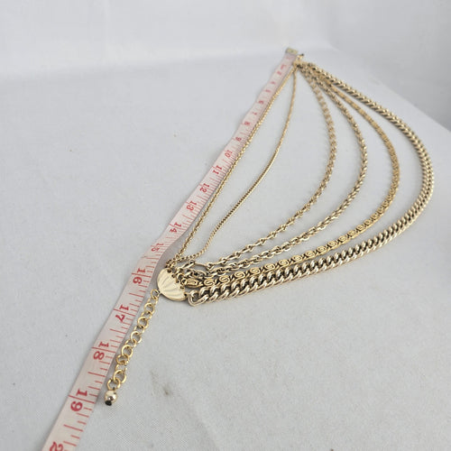 Vintage Gold Tone Multi Strand Layered Chain Statement Necklace