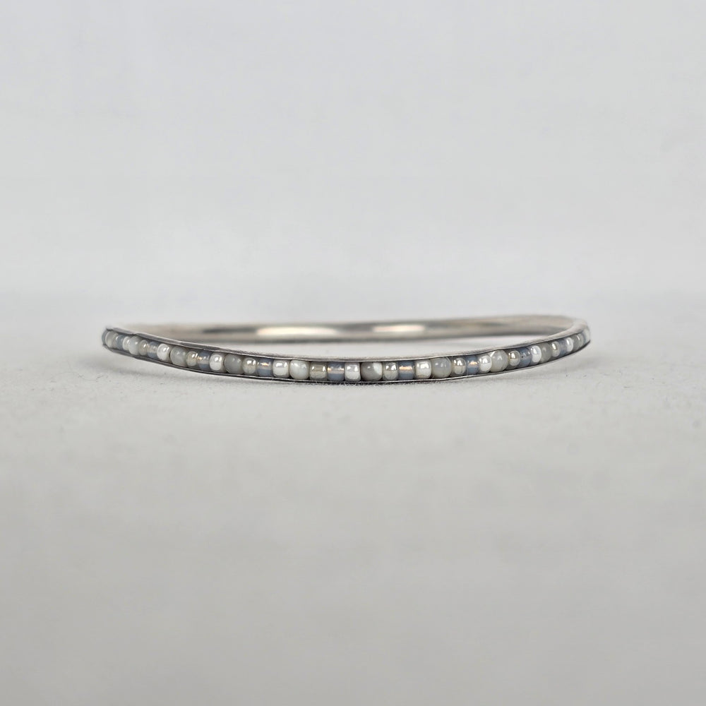 Silpada Sterling Silver 925 White & Gray Stone Inlay Bangle Bracelet