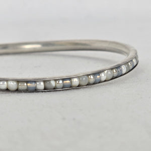 Silpada Sterling Silver 925 White & Gray Stone Inlay Bangle Bracelet