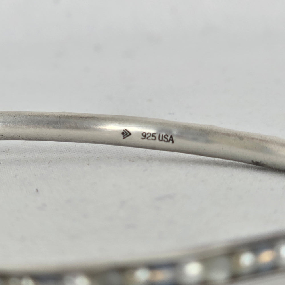 Silpada Sterling Silver 925 White & Gray Stone Inlay Bangle Bracelet