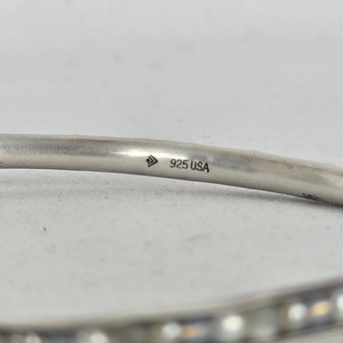 Silpada Sterling Silver 925 White & Gray Stone Inlay Bangle Bracelet