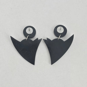 Vintage Geometric Black & Iridescent Inlay Statement Dangle Earrings