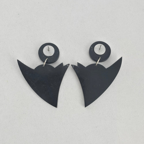 Vintage Geometric Black & Iridescent Inlay Statement Dangle Earrings