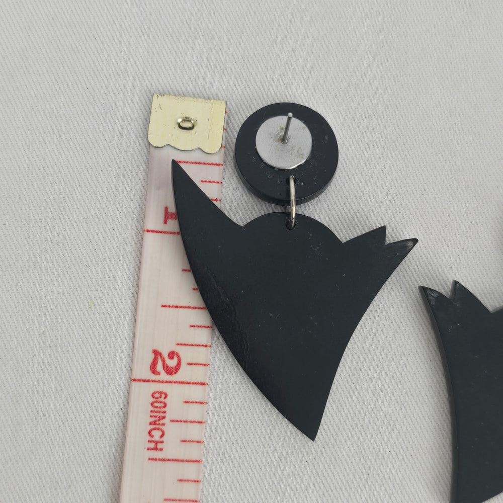 Vintage Geometric Black & Iridescent Inlay Statement Dangle Earrings
