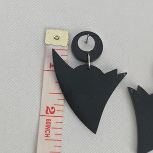 Vintage Geometric Black & Iridescent Inlay Statement Dangle Earrings