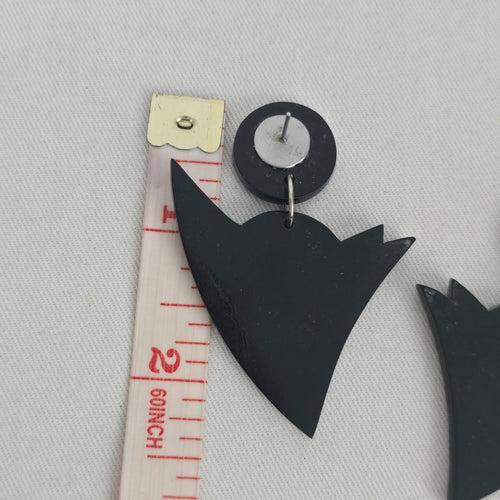 Vintage Geometric Black & Iridescent Inlay Statement Dangle Earrings