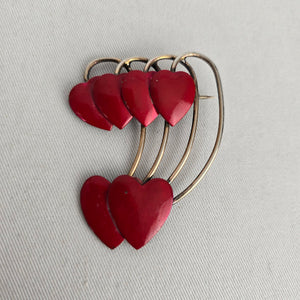 Vintage Doral Sterling Silver Red Enamel Heart Brooch – Mid-Century
