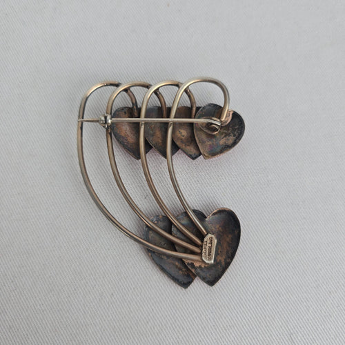 Vintage Doral Sterling Silver Red Enamel Heart Brooch – Mid-Century
