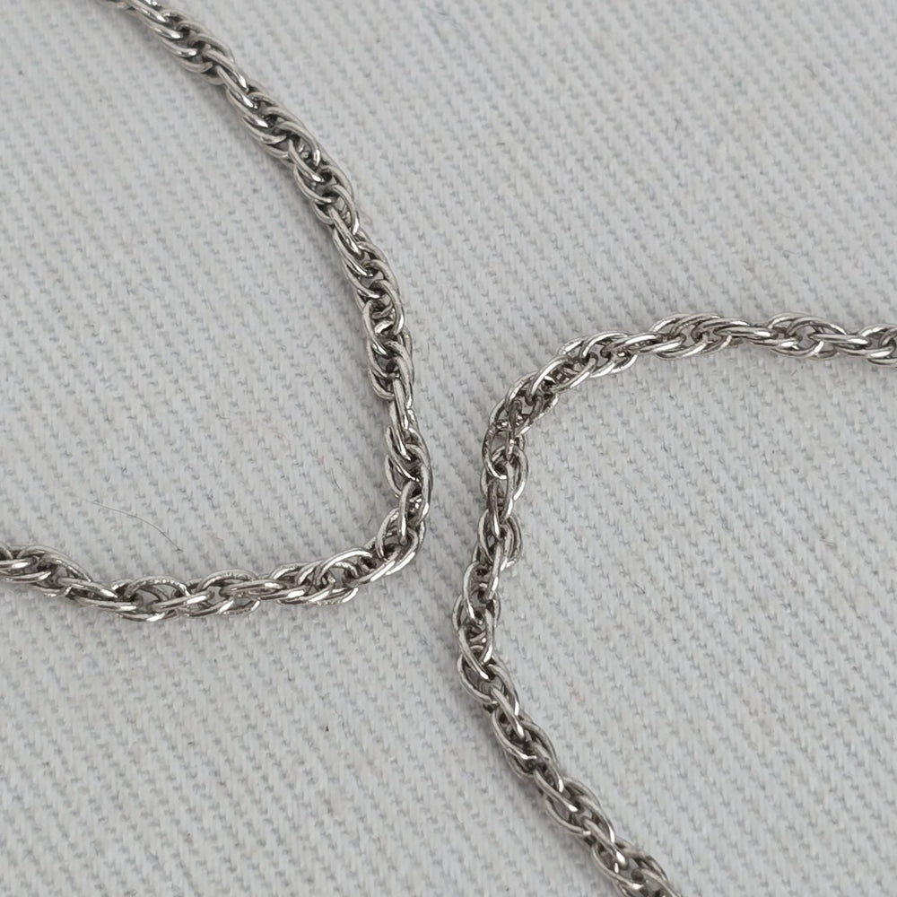 Vintage Silver Tone Heart Pendant Necklace Teardrop Loop Chain