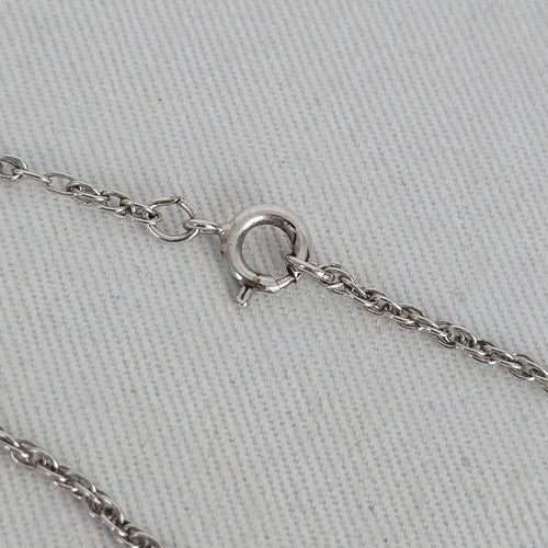 Vintage Silver Tone Heart Pendant Necklace Teardrop Loop Chain